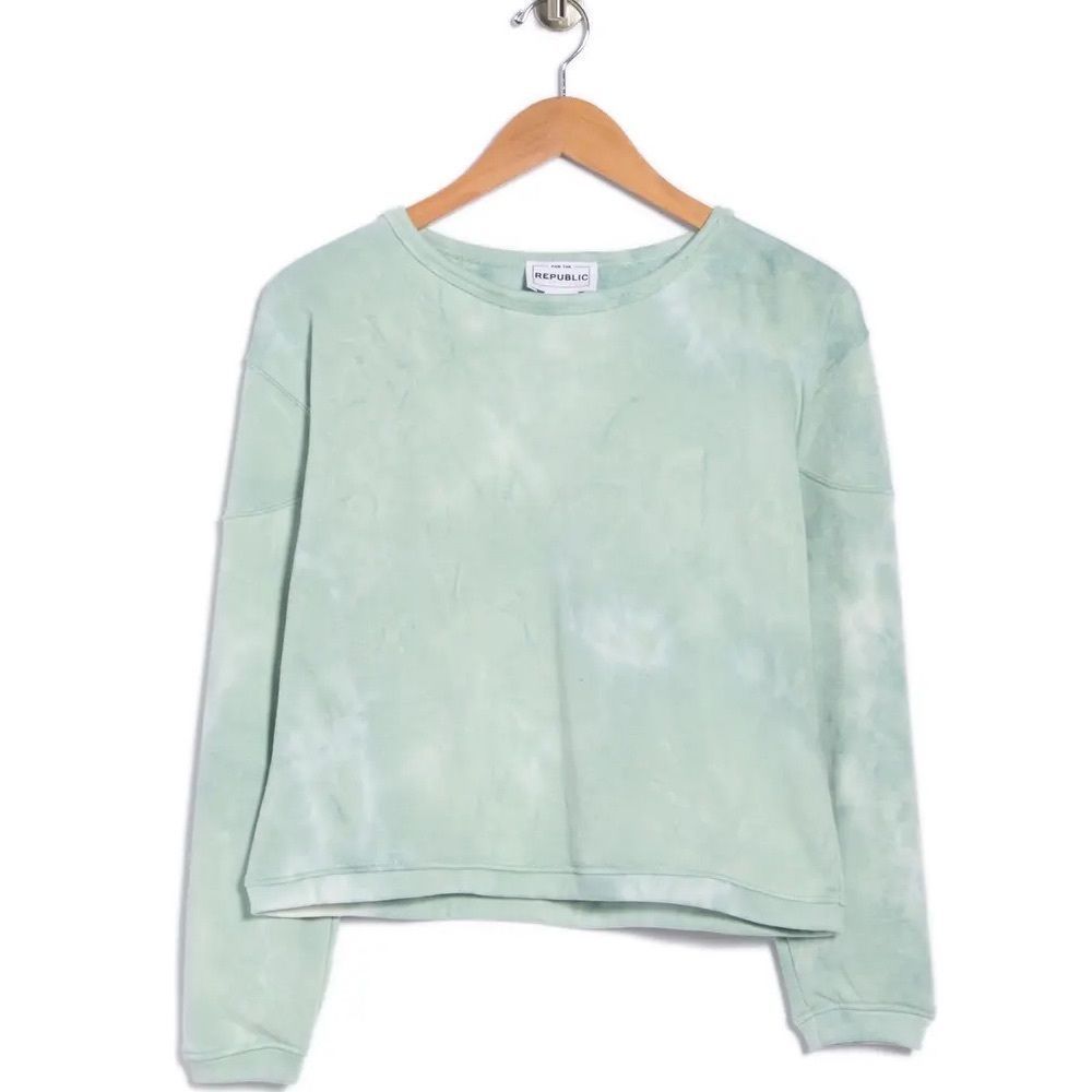 NWT FOR THE REPUBLIC Crew Neck Tie Dye Print Sweatshirt Top